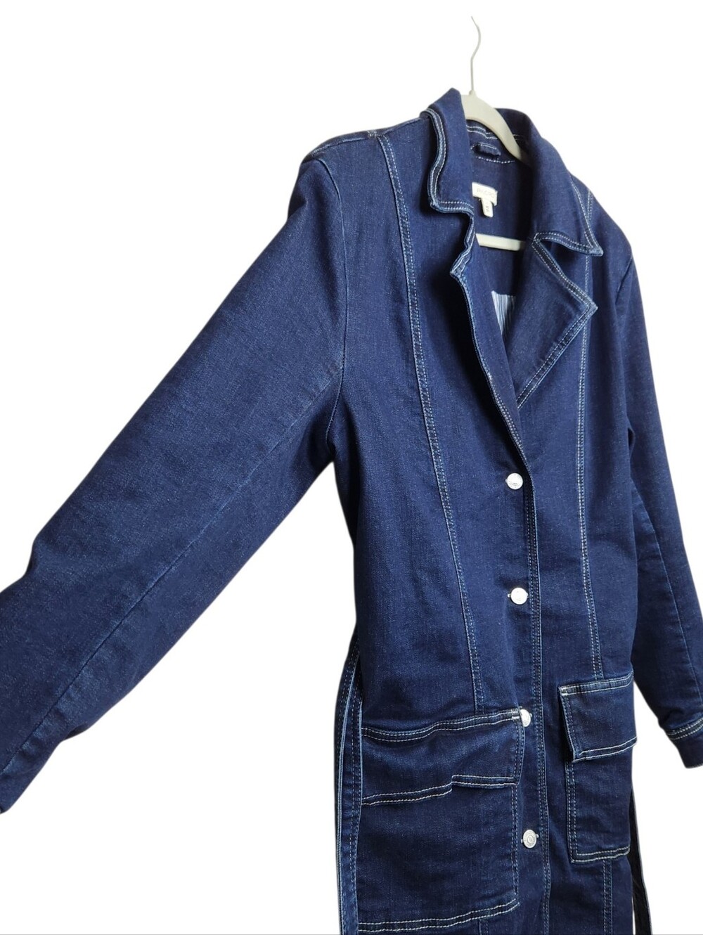Pilcro Belted Denim Blazer Dress Anthropologie Anthro Blue Jean Womens Size L - Picture 7 of 15